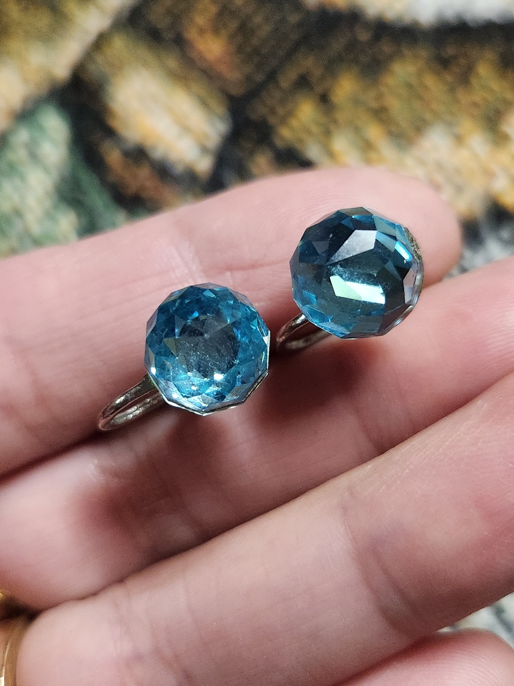 Monet Blue Crystal Faceted Drop Earrings